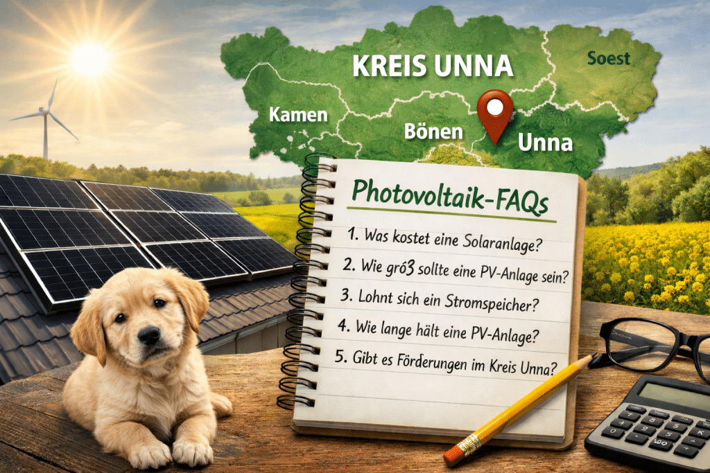 Photovoltaikanlage auf Einfamilienhaus mit schwarzen Solarmodulen im Kreis Unna