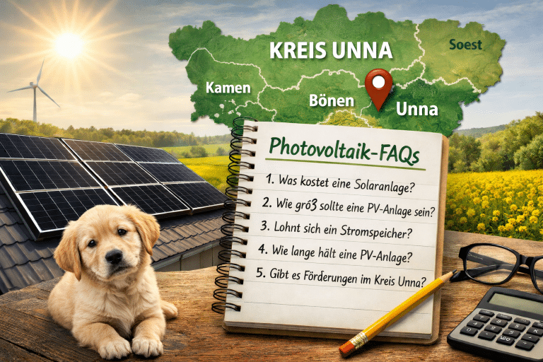 Photovoltaikanlage auf Einfamilienhaus mit schwarzen Solarmodulen im Kreis Unna